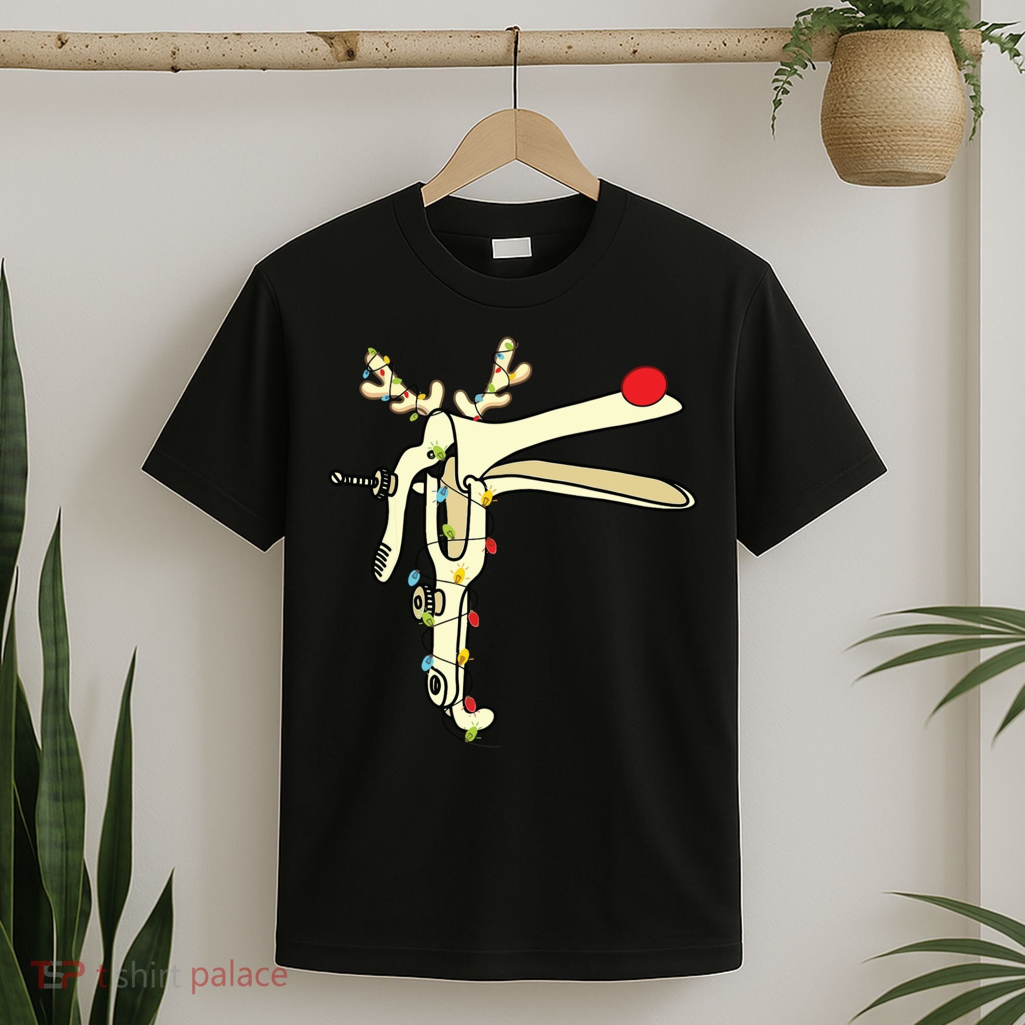 Obgyn Nurse Merry Christmas Reindeer Speculum Xmas Lights T-Shirt