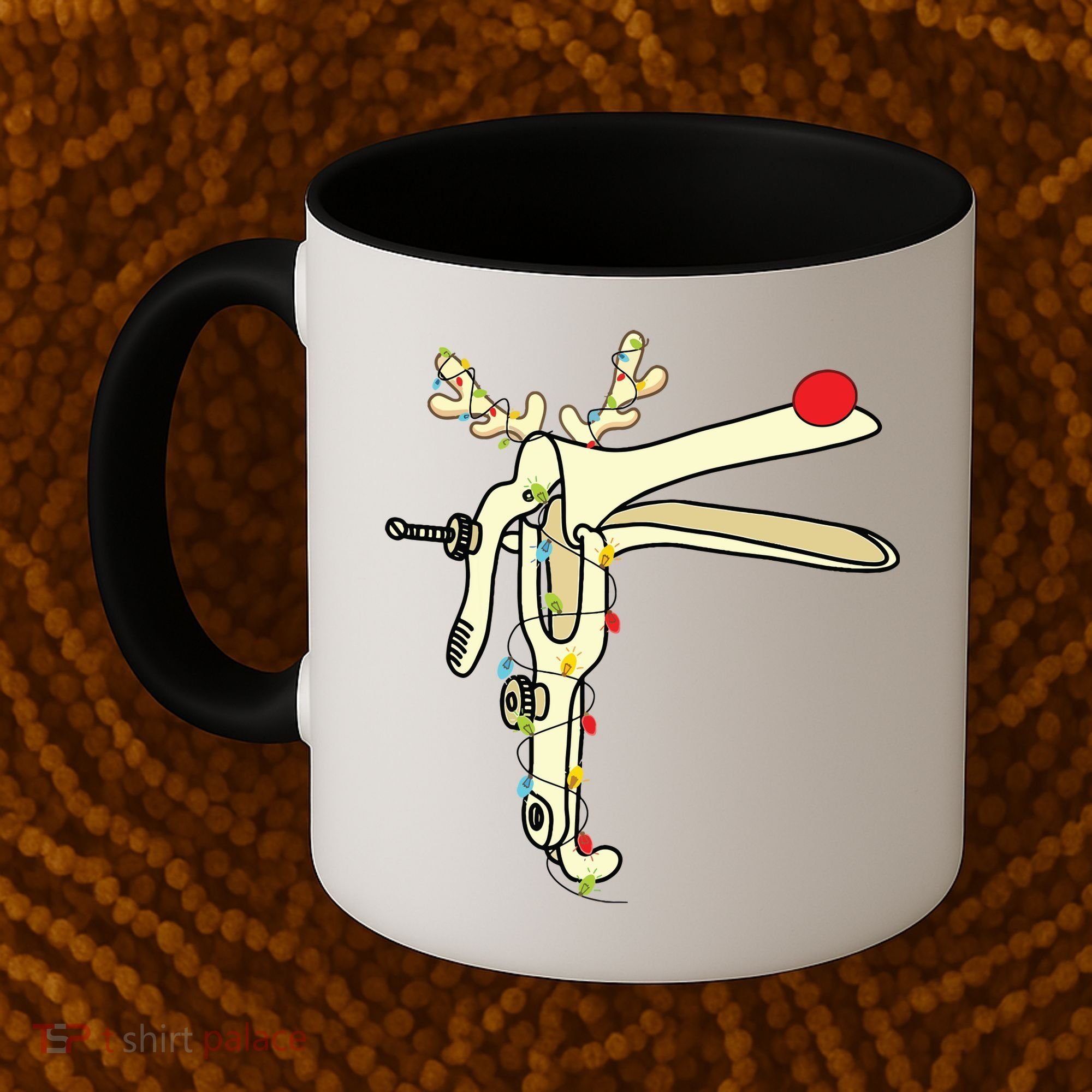 Obgyn Nurse Merry Christmas Reindeer Speculum Xmas Lights Coffee Mug
