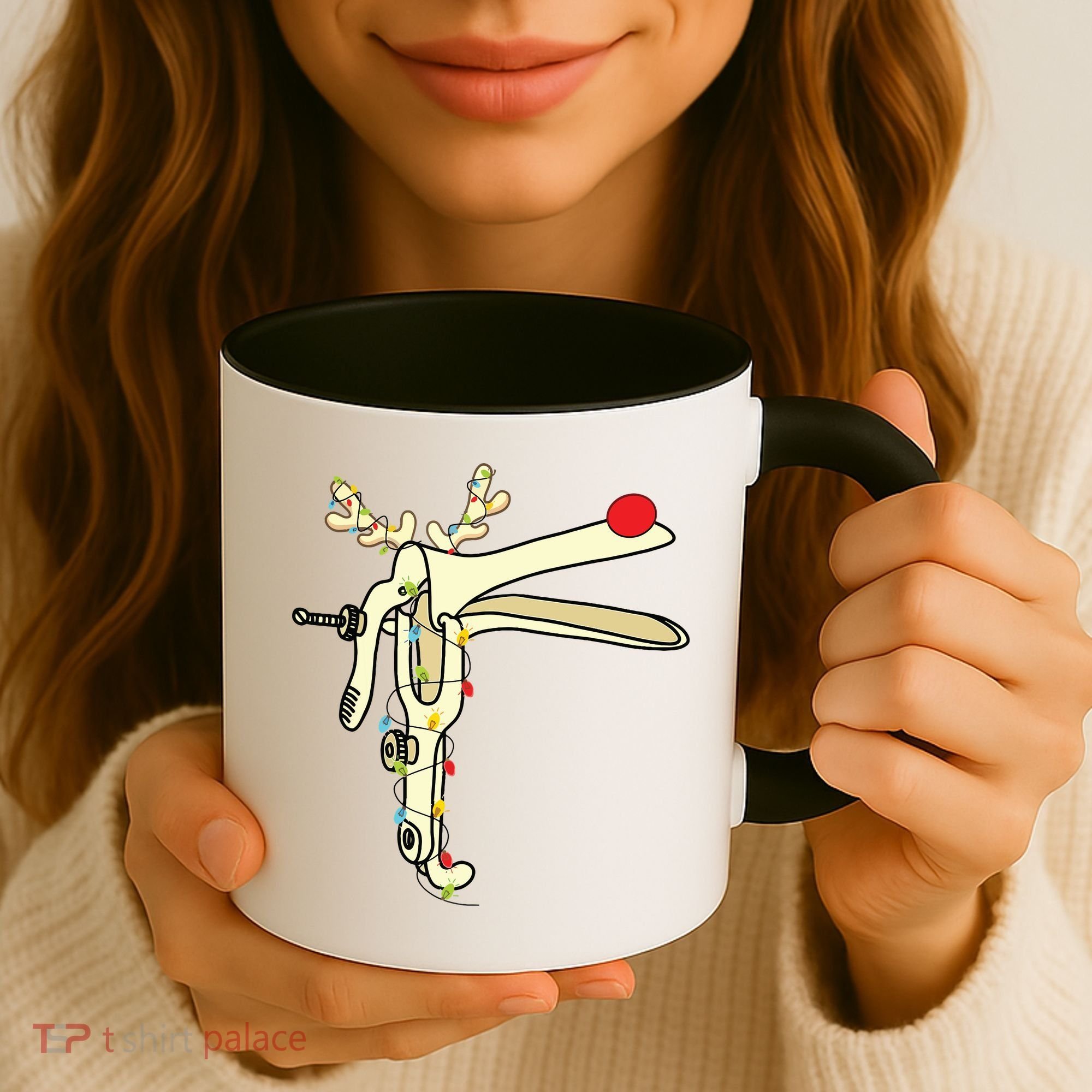Obgyn Nurse Merry Christmas Reindeer Speculum Xmas Lights Coffee Mug