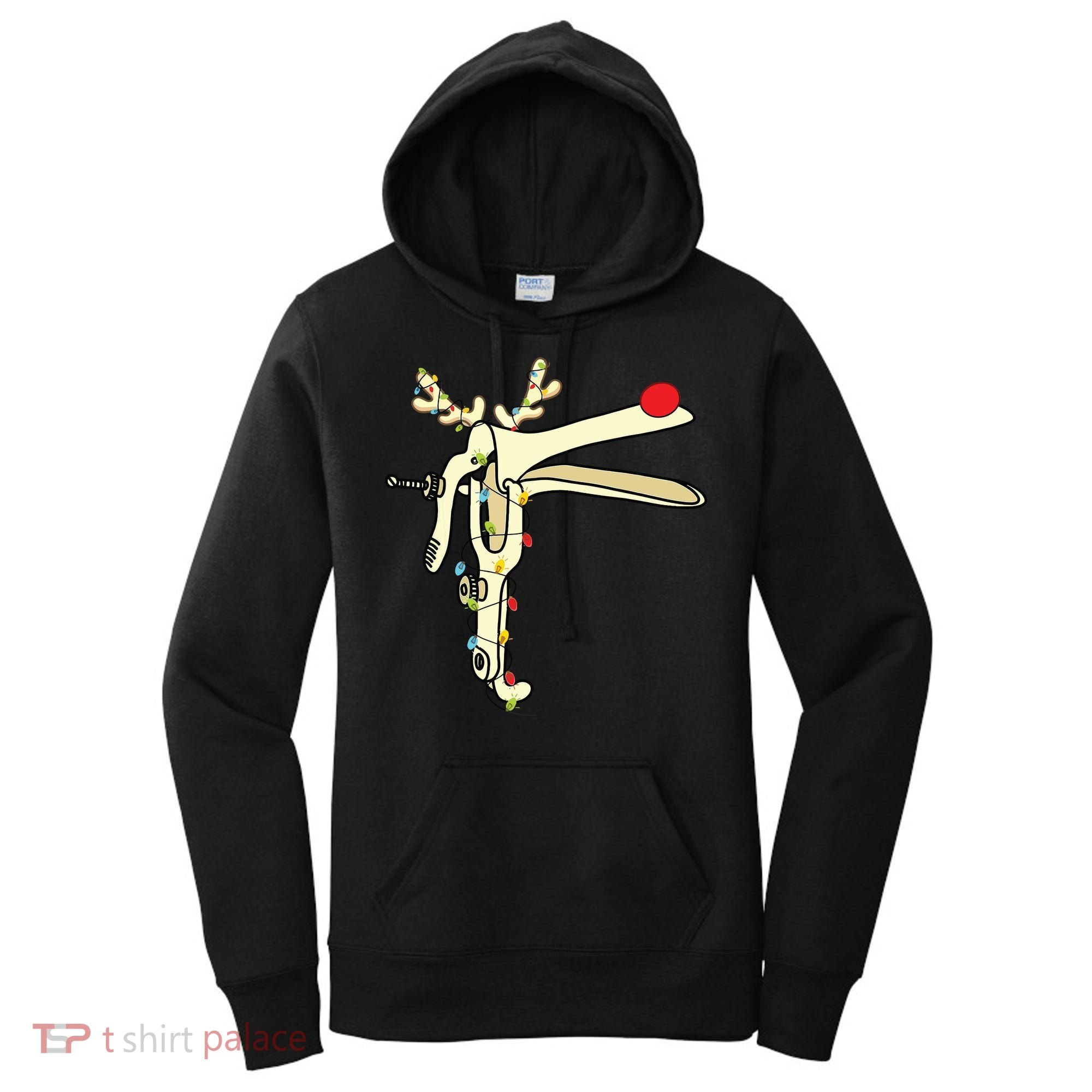Obgyn Nurse Merry Christmas Reindeer Speculum Xmas Lights Women's Hoodie