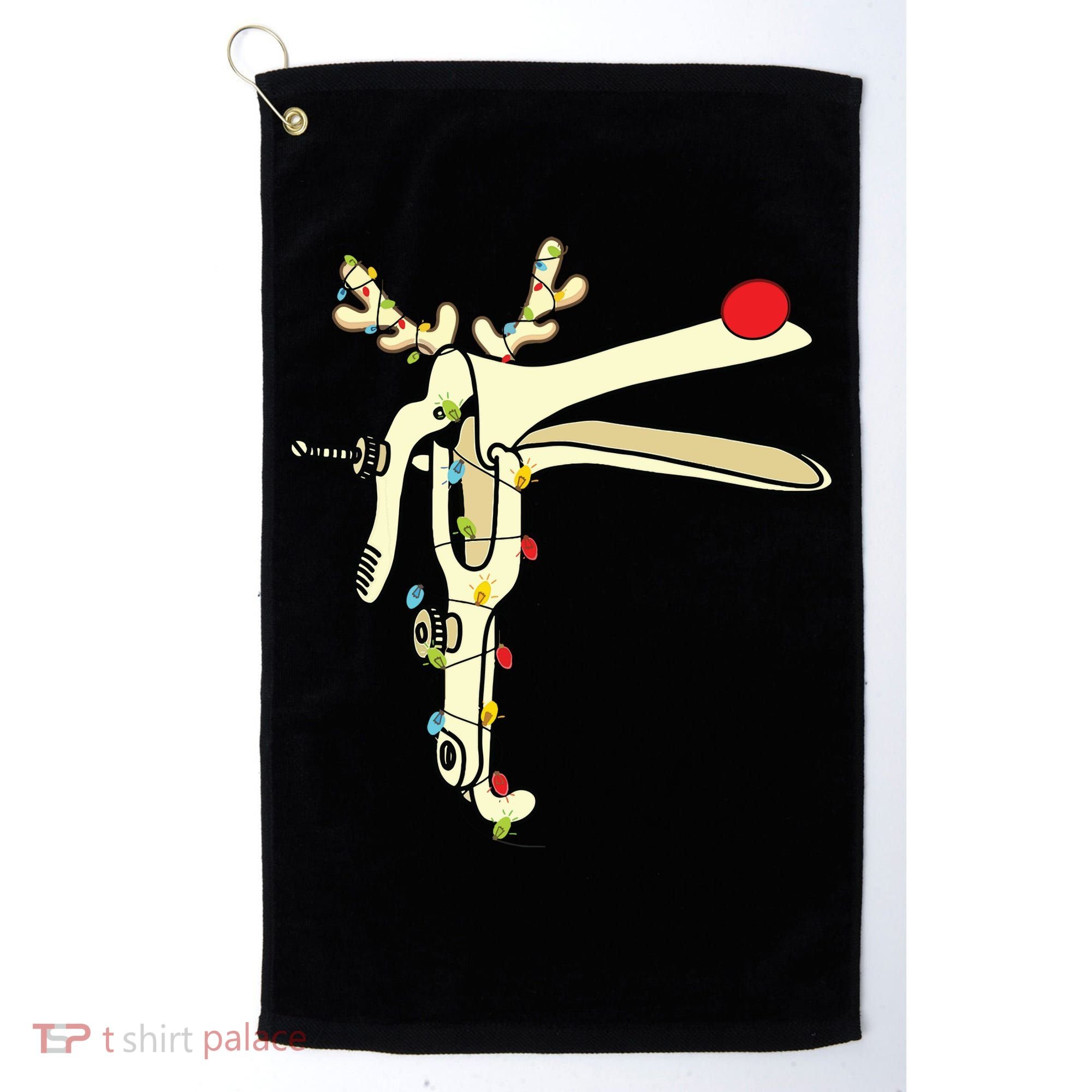 Obgyn Nurse Merry Christmas Reindeer Speculum Xmas Lights Golf Towel