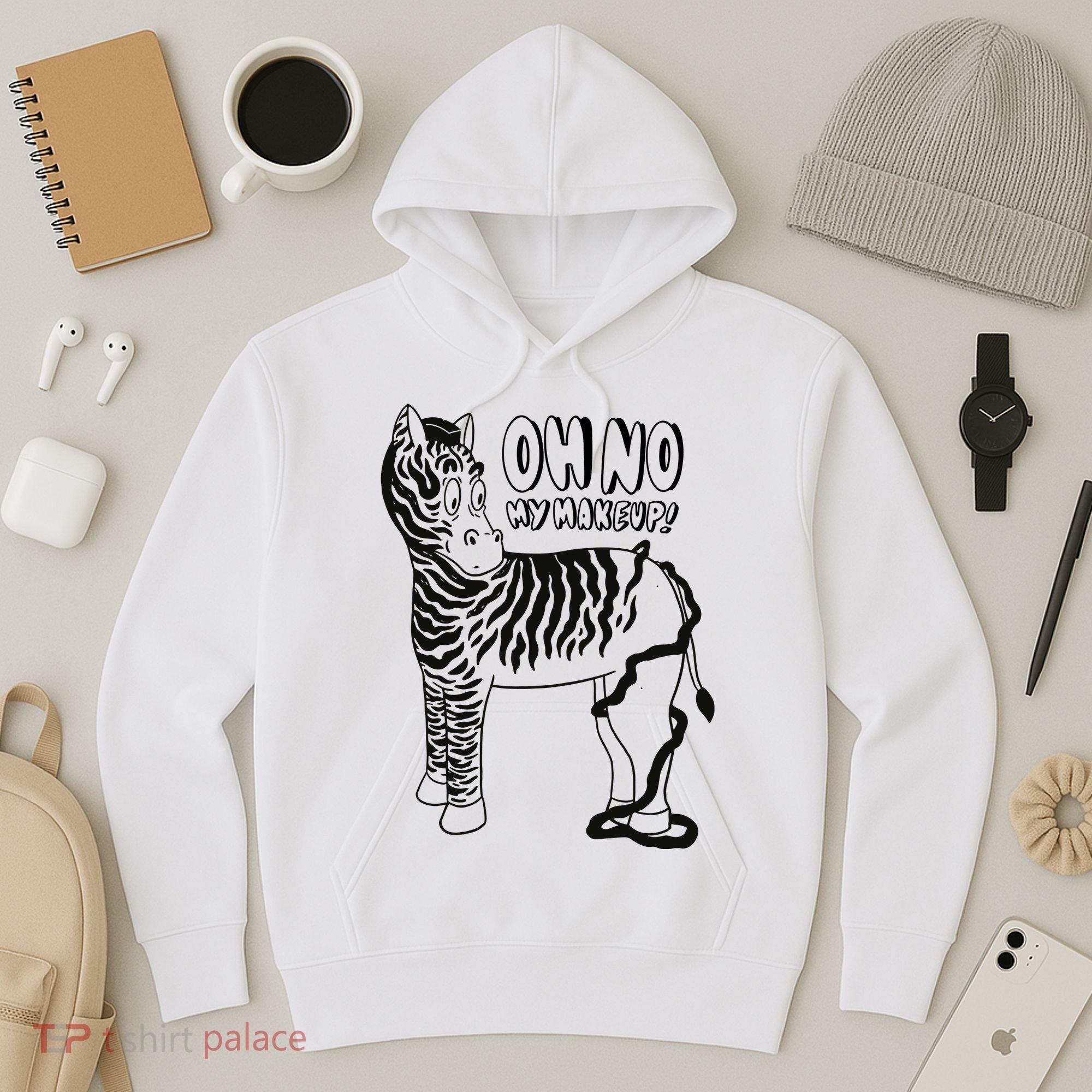 Oh No My Makeup Funny Zebra Hoodie