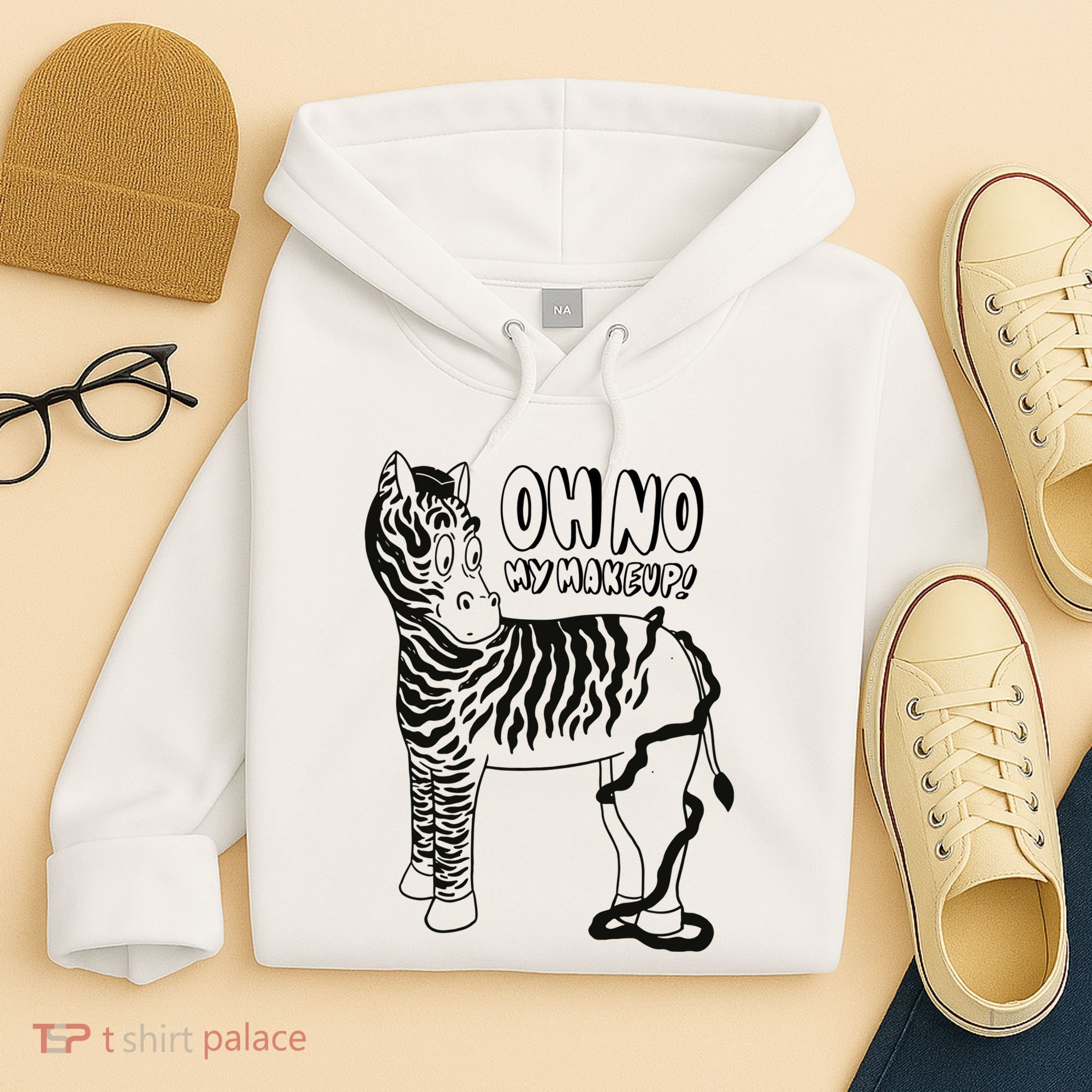 Oh No My Makeup Funny Zebra Hoodie