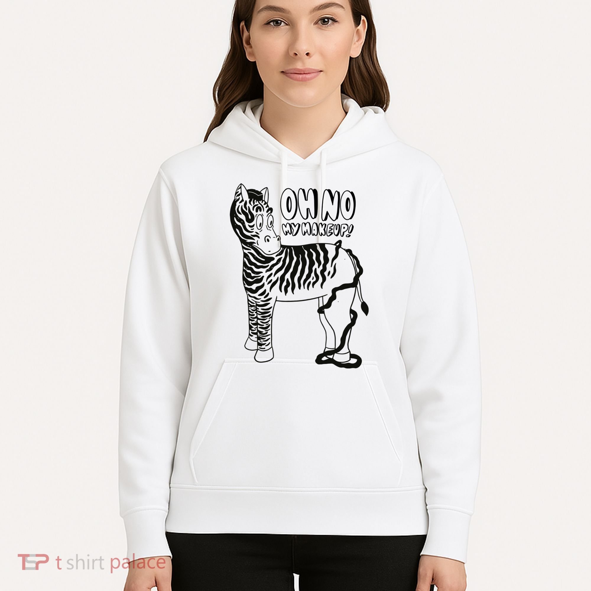 Oh No My Makeup Funny Zebra Hoodie