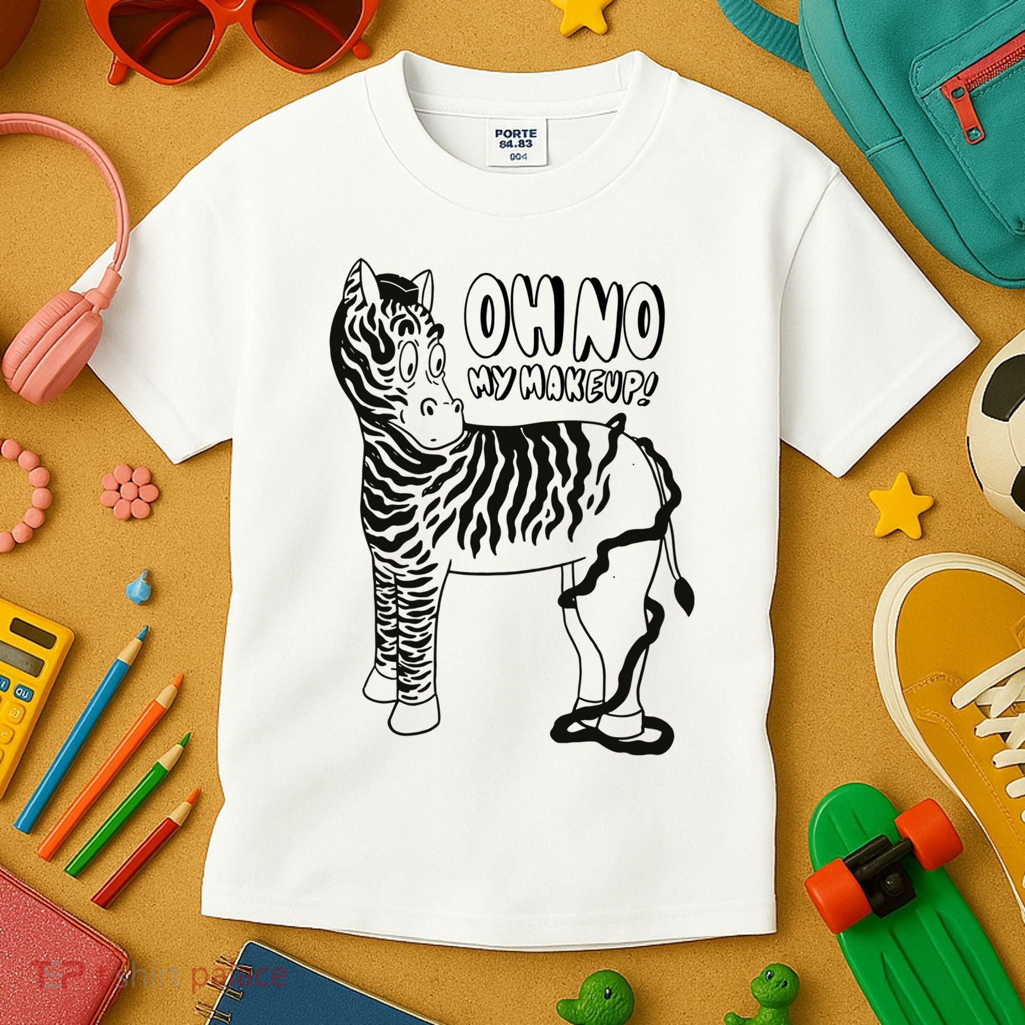 Oh No My Makeup Funny Zebra Kids T-Shirt