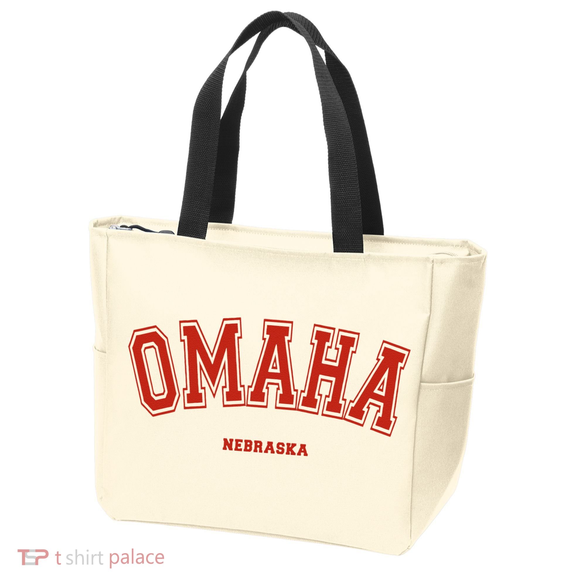 Omaha Nebraska NE Red Letter Graphic On Omaha Tote Bag