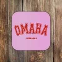 Omaha Nebraska NE Red Letter Graphic On Omaha Coaster thumb 0