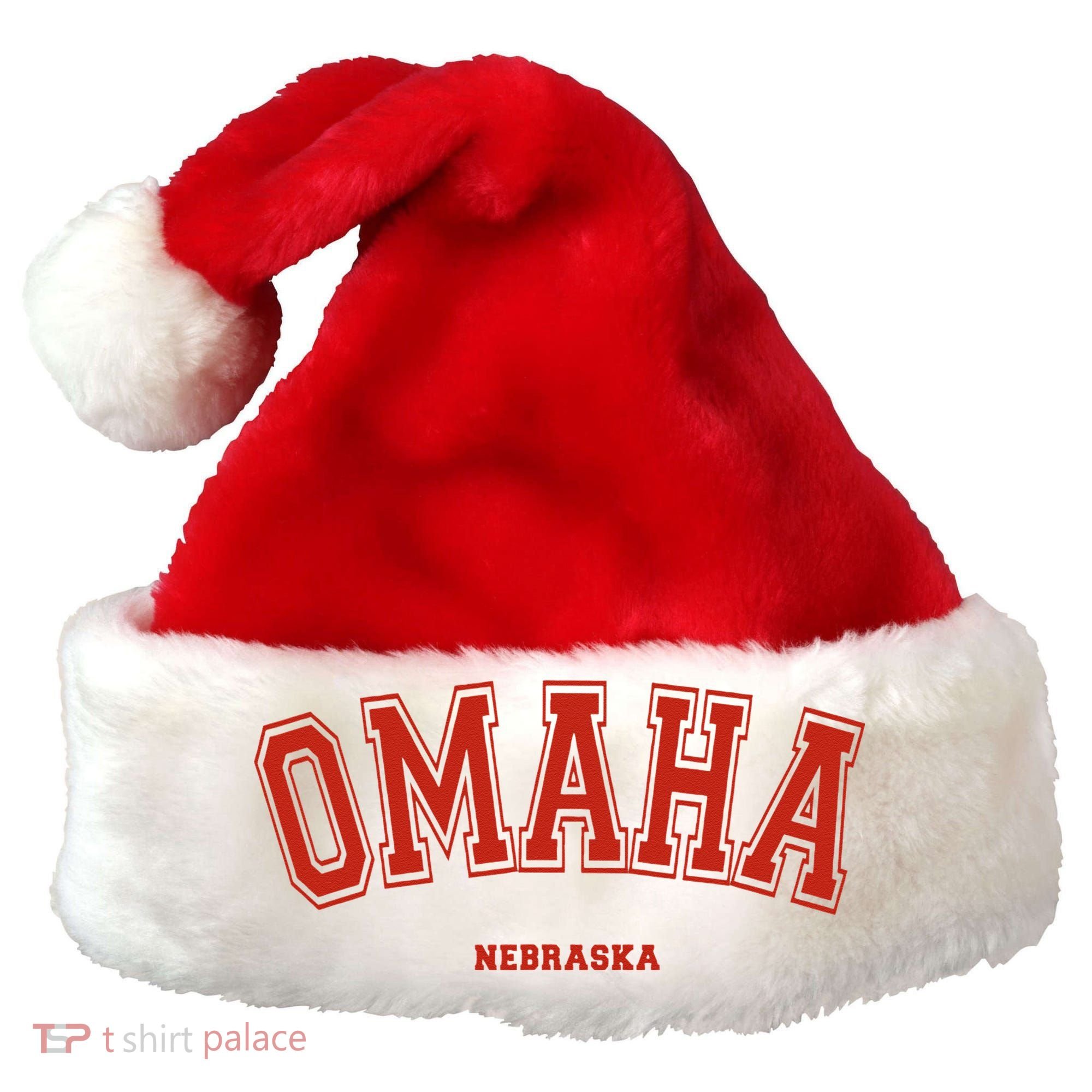 Omaha Nebraska NE Red Letter Graphic On Omaha Santa Hat