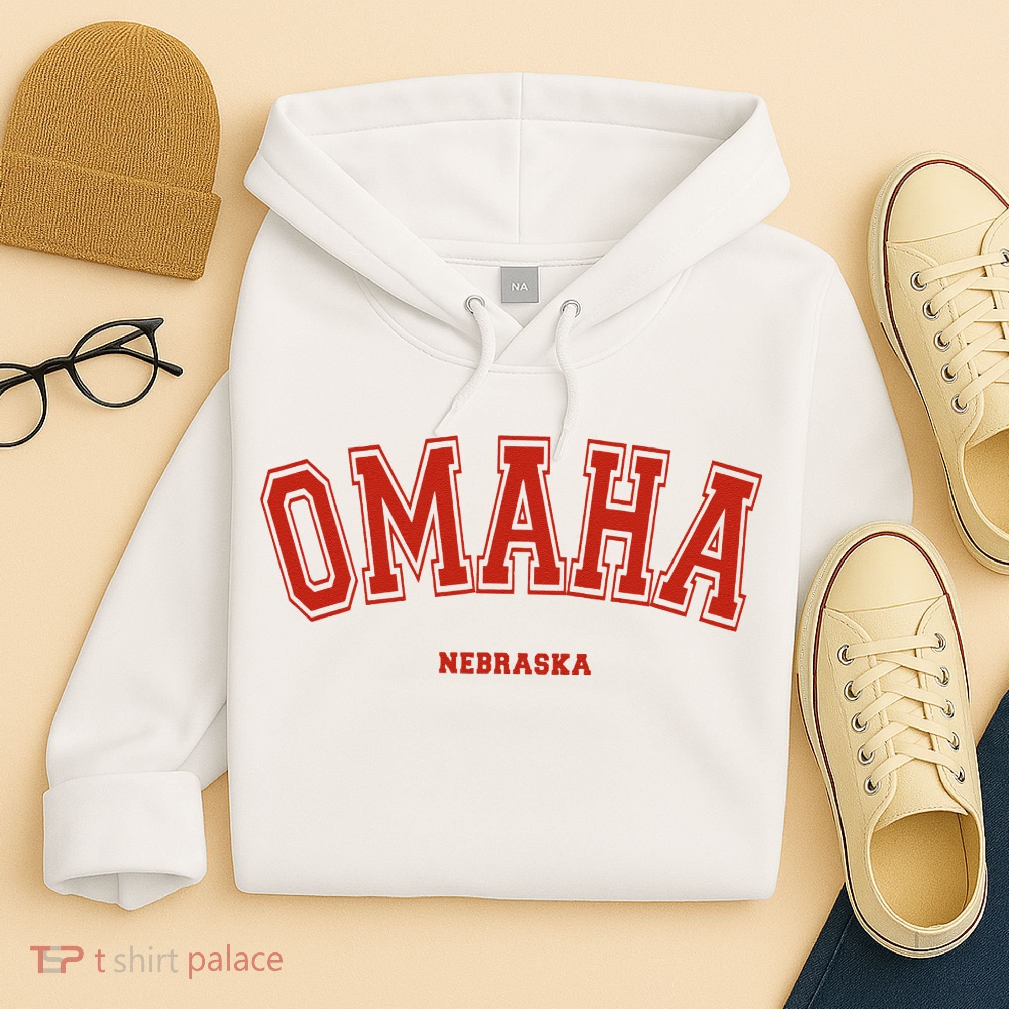 Omaha Nebraska NE Red Letter Graphic On Omaha Hoodie