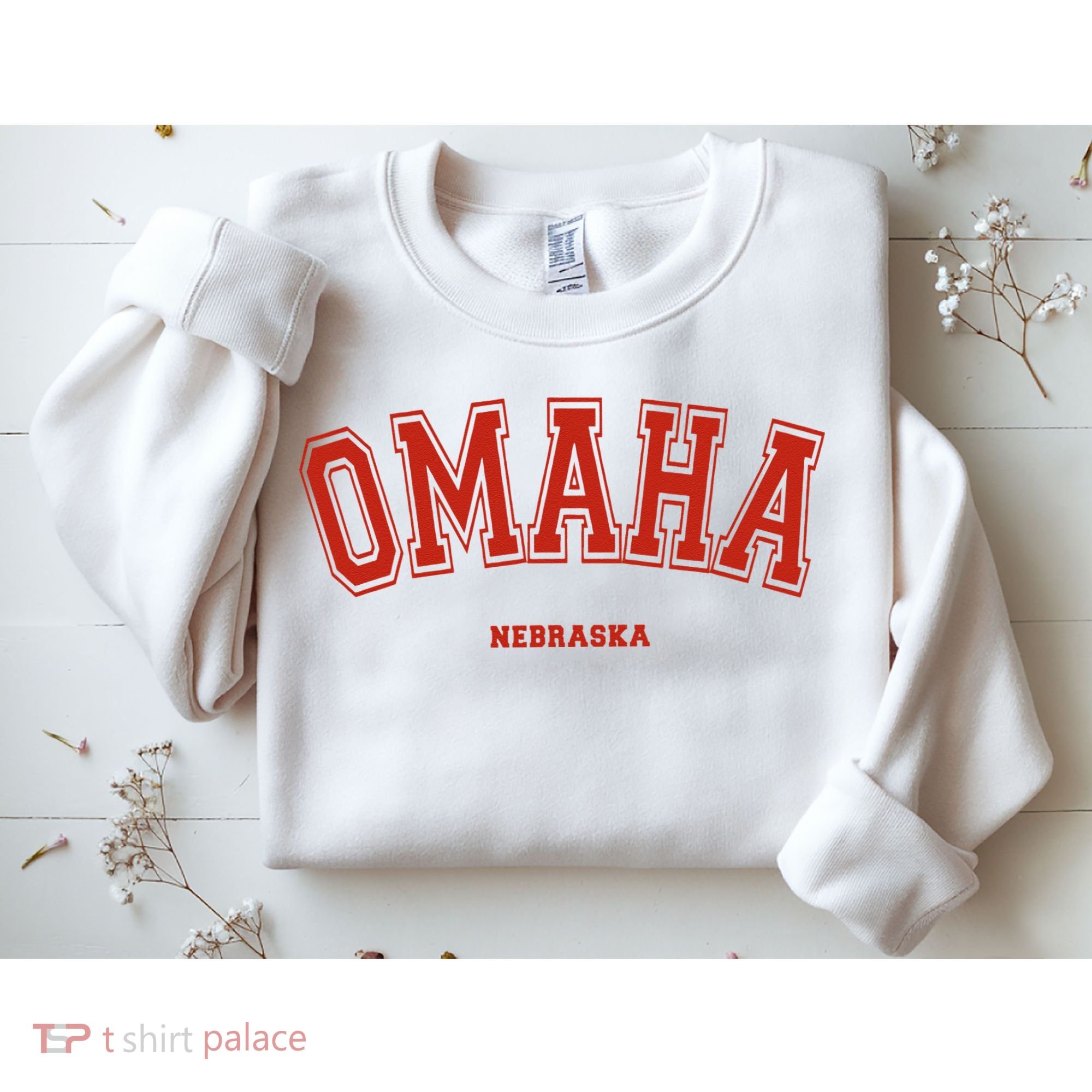Omaha Nebraska NE Red Letter Graphic On Omaha Sweatshirt