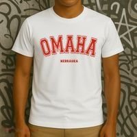 Omaha Nebraska NE Red Letter Graphic On Omaha T-Shirt thumb 3