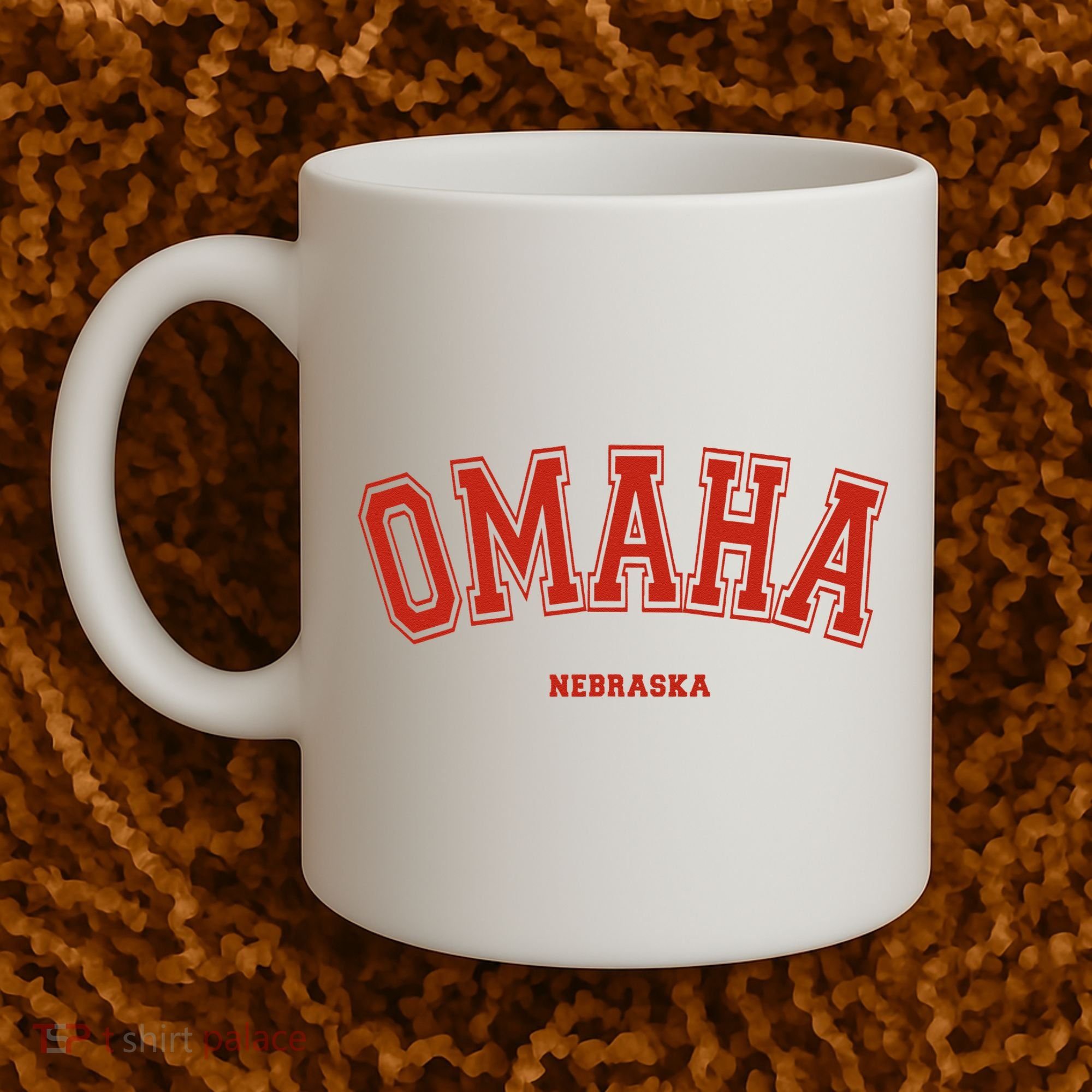 Omaha Nebraska NE Red Letter Graphic On Omaha Coffee Mug