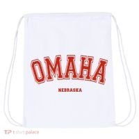 Omaha Nebraska NE Red Letter Graphic On Omaha Drawstring Bag thumb 0
