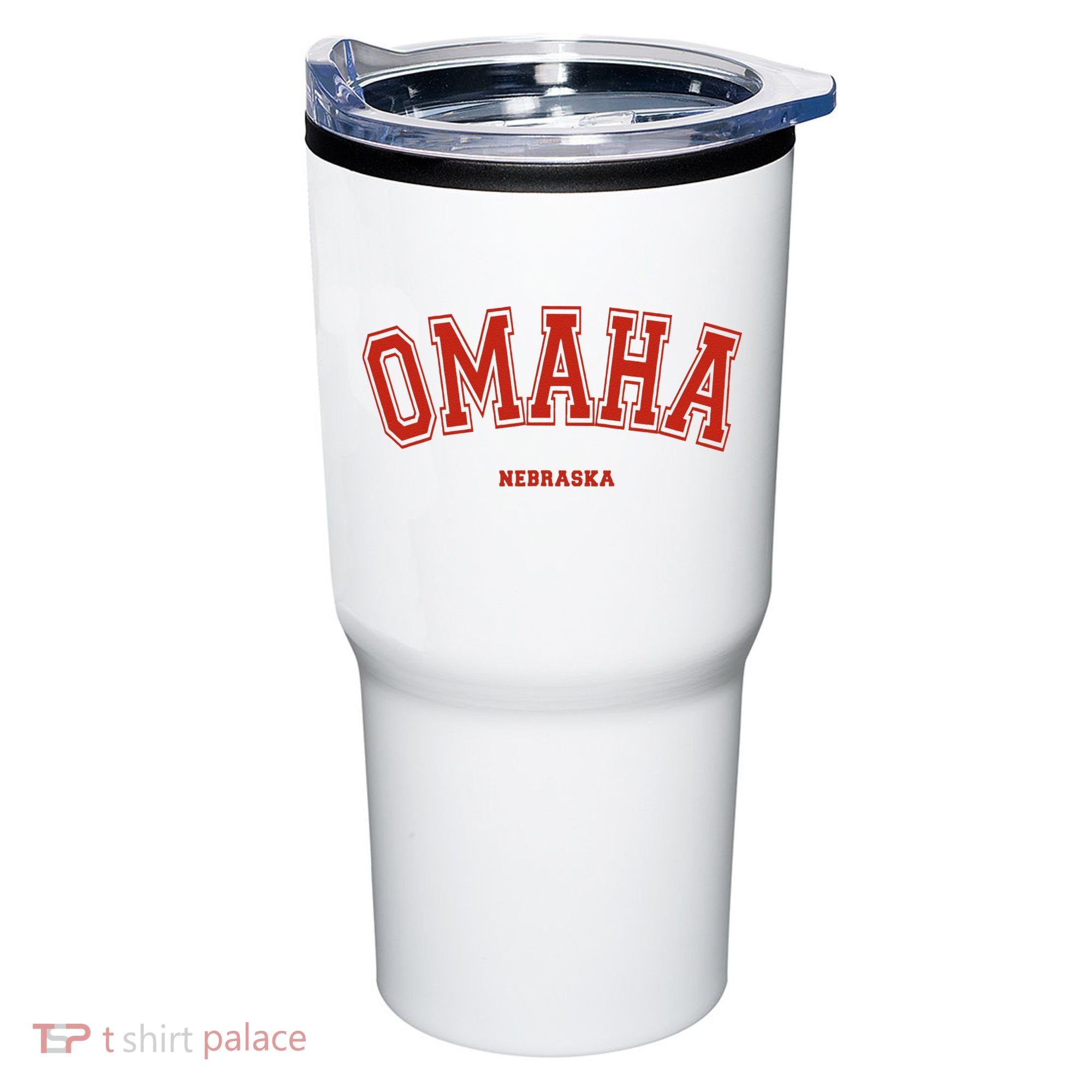 Omaha Nebraska NE Red Letter Graphic On Omaha Tumbler