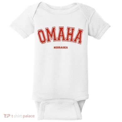 Omaha Nebraska NE Red Letter Graphic On Omaha Baby Bodysuit