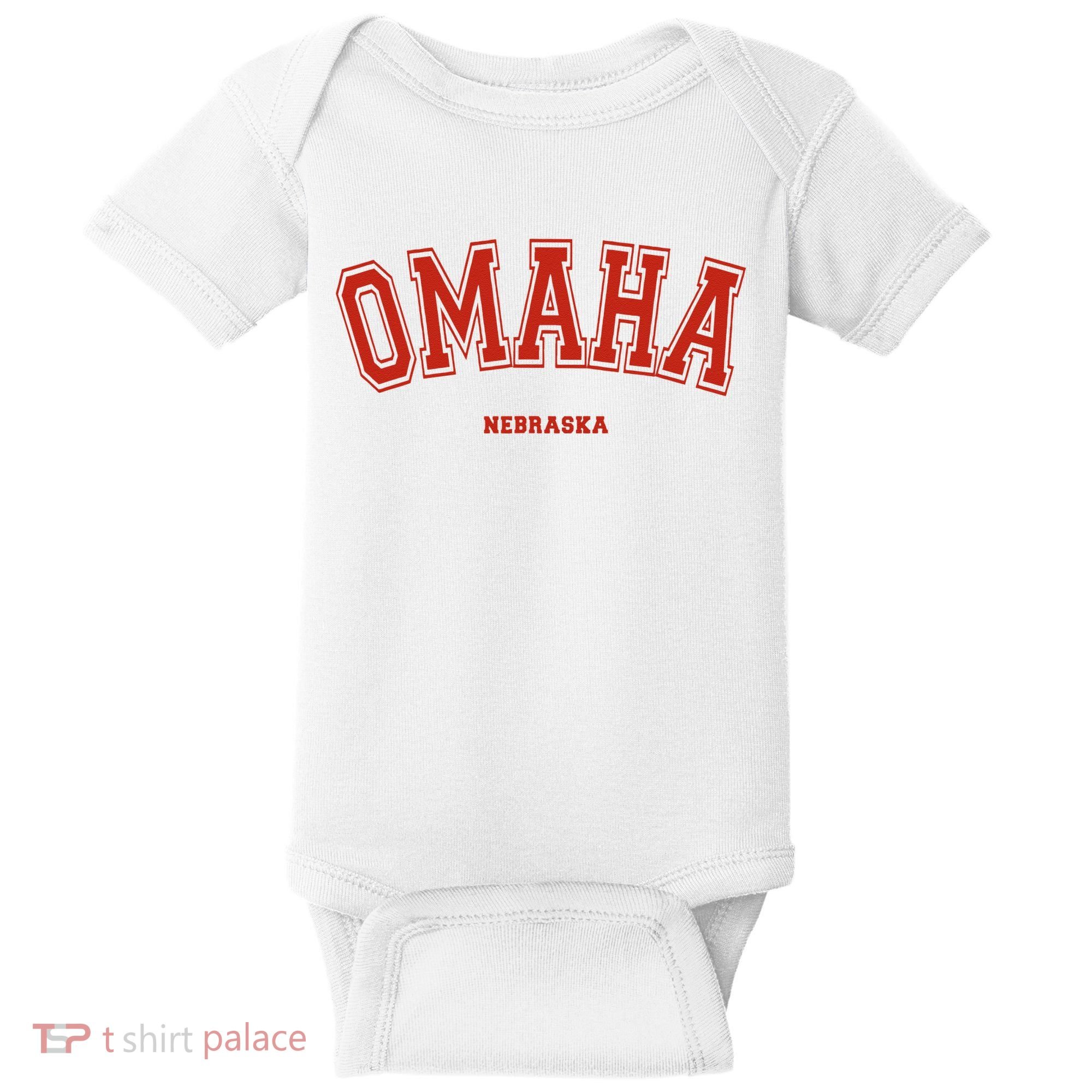 Omaha Nebraska NE Red Letter Graphic On Omaha Baby Bodysuit