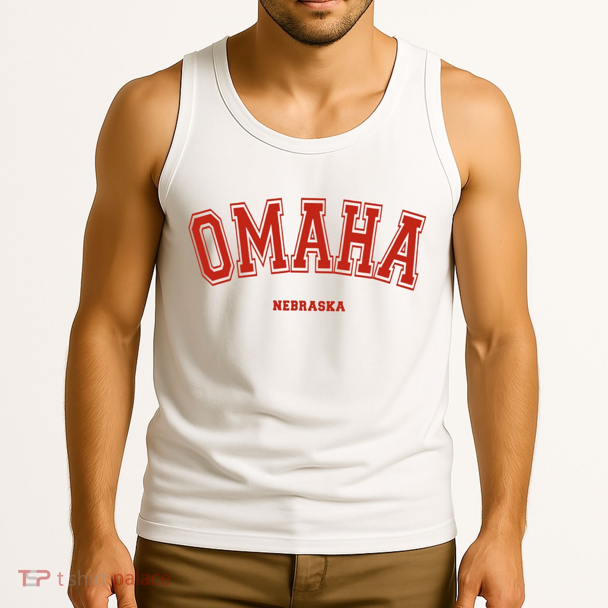 Omaha Nebraska NE Red Letter Graphic On Omaha Tank Top