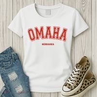 Omaha Nebraska NE Red Letter Graphic On Omaha Women's T-Shirt thumb 3