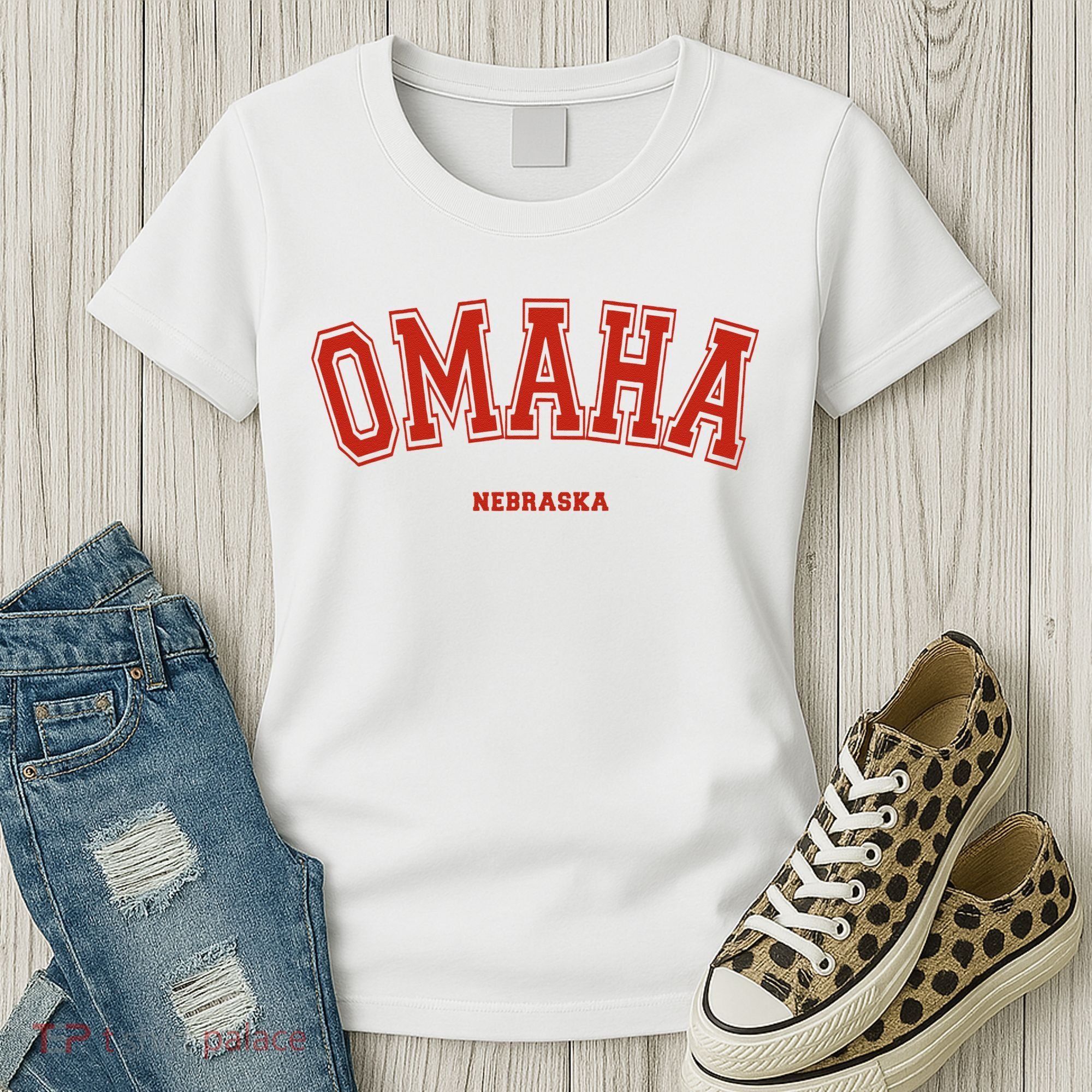 Omaha Nebraska NE Red Letter Graphic On Omaha Women's T-Shirt