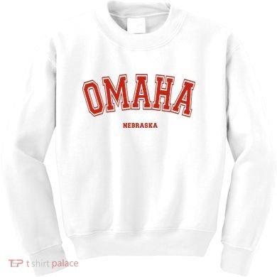 Omaha Nebraska NE Red Letter Graphic On Omaha Kids Sweatshirt