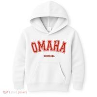 Omaha Nebraska NE Red Letter Graphic On Omaha Kids Hoodie thumb 0