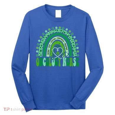Oncology Nurse Rainbow Leopard St Patricks Day Nurse Great Gift Long Sleeve Shirt
