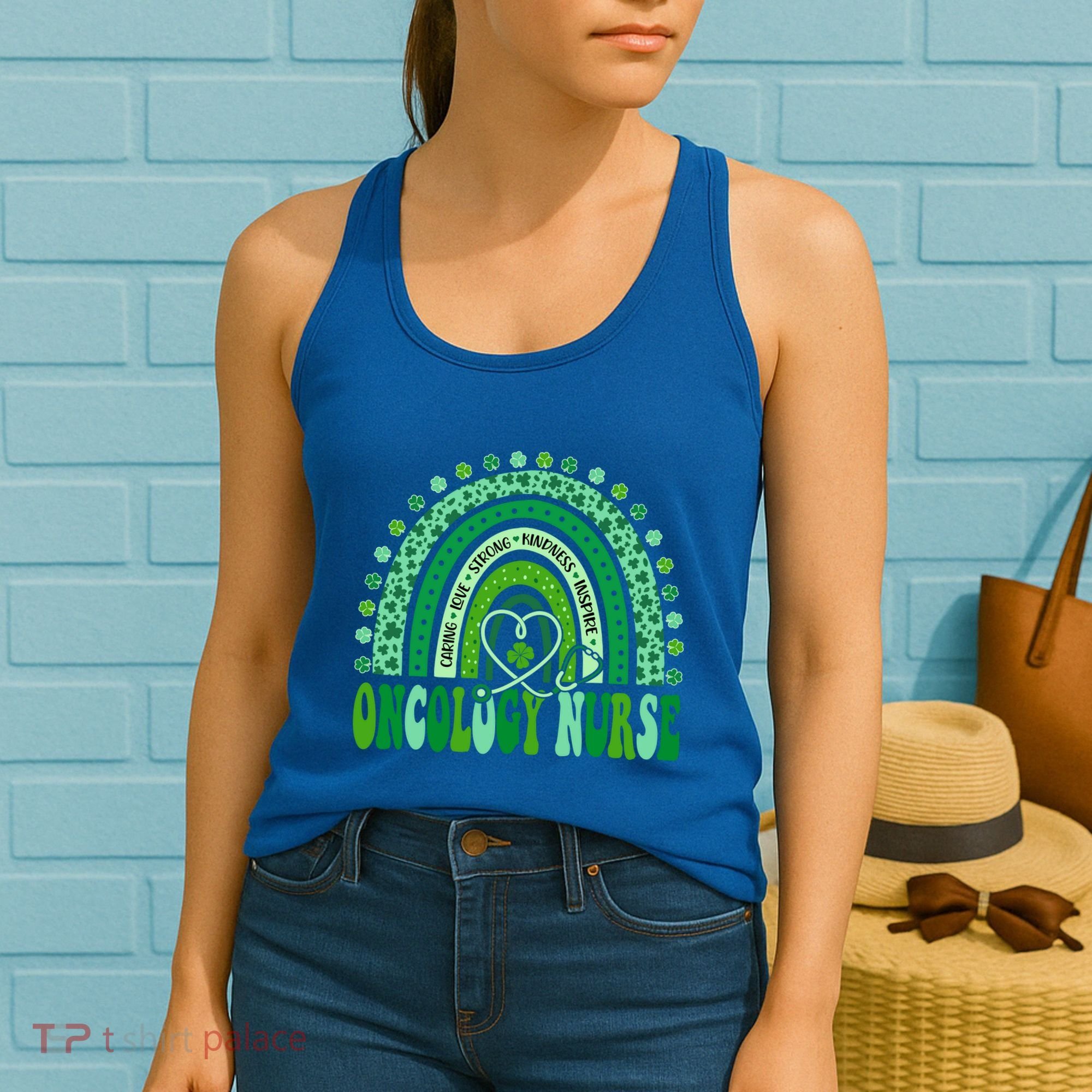 Oncology Nurse Rainbow Leopard St Patricks Day Nurse Great Gift Women's Tank Top