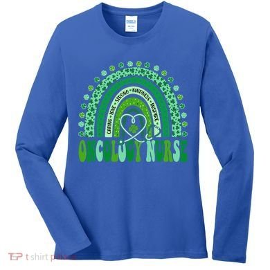 Oncology Nurse Rainbow Leopard St Patricks Day Nurse Great Gift Women's Long Sleeve Shirt