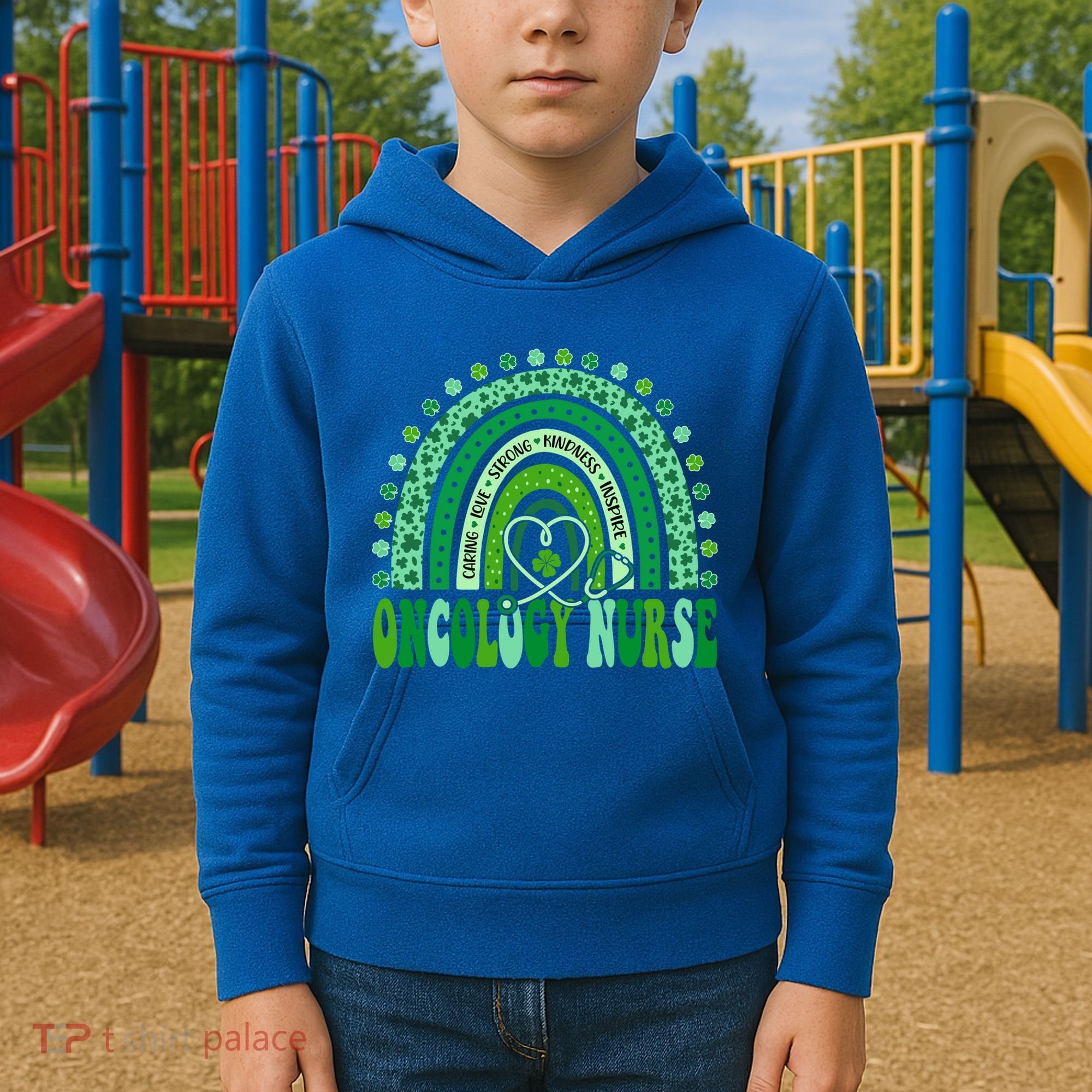 Oncology Nurse Rainbow Leopard St Patricks Day Nurse Great Gift Kids Hoodie
