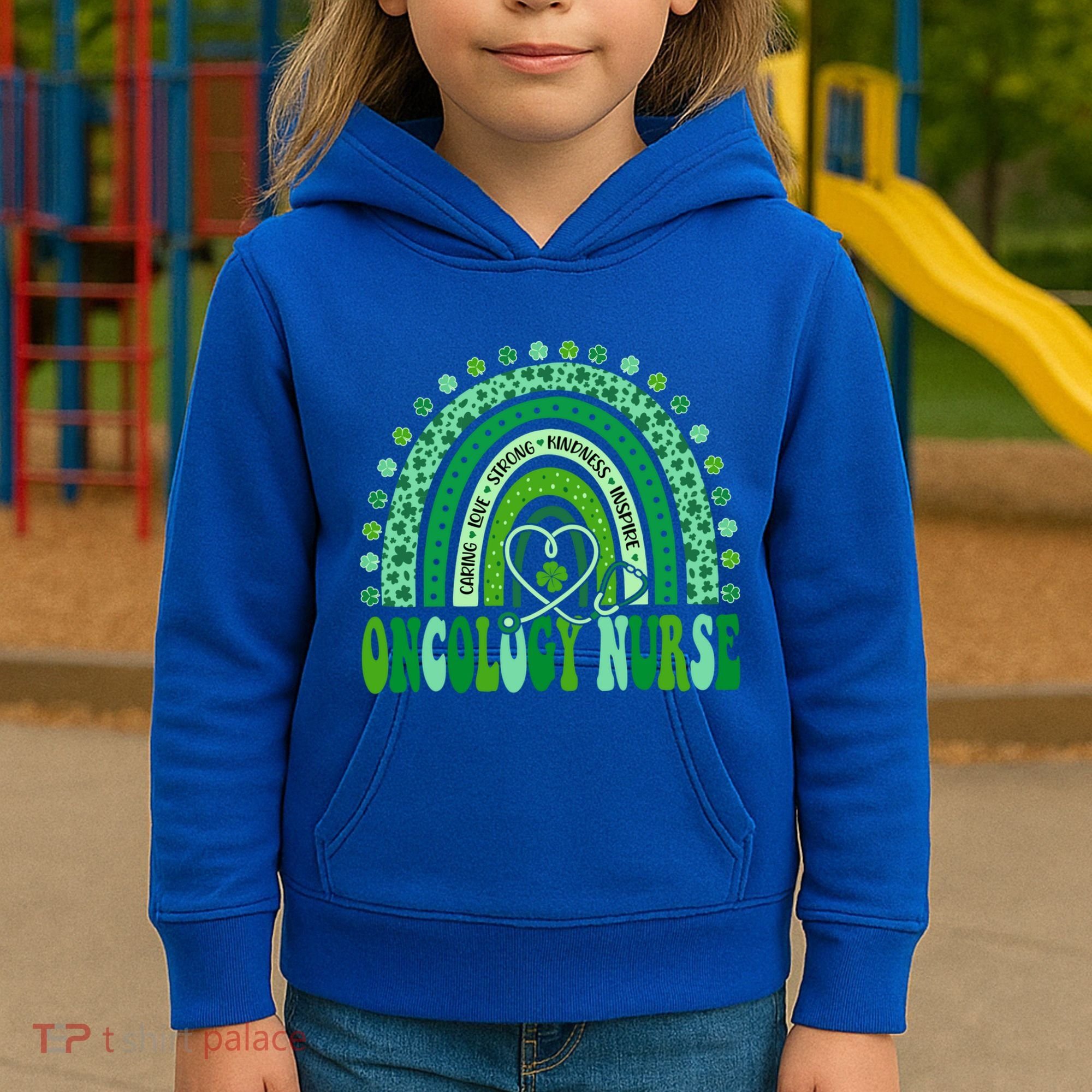 Oncology Nurse Rainbow Leopard St Patricks Day Nurse Great Gift Kids Hoodie