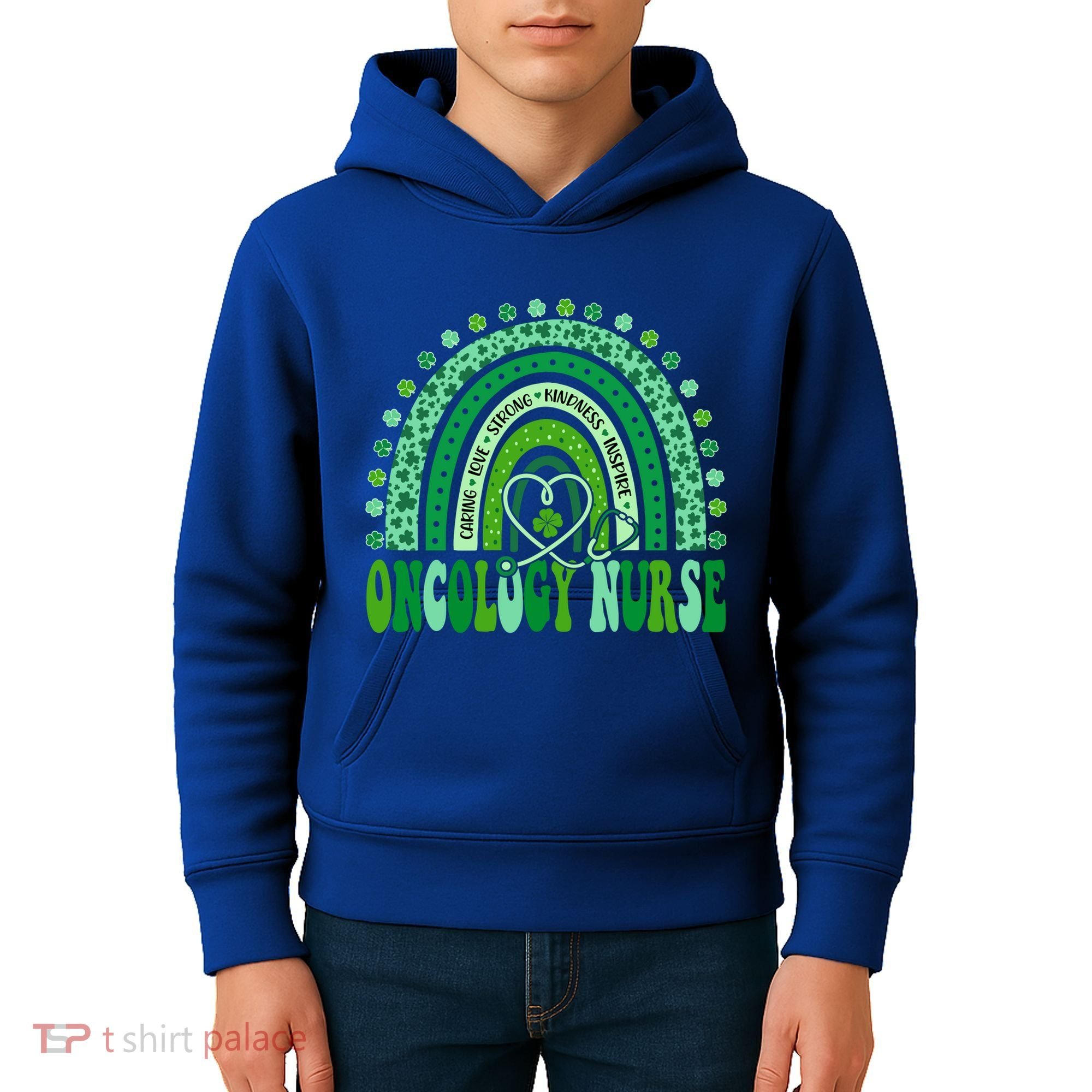 Oncology Nurse Rainbow Leopard St Patricks Day Nurse Great Gift Kids Hoodie