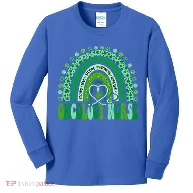 Oncology Nurse Rainbow Leopard St Patricks Day Nurse Great Gift Kids Long Sleeve Shirt