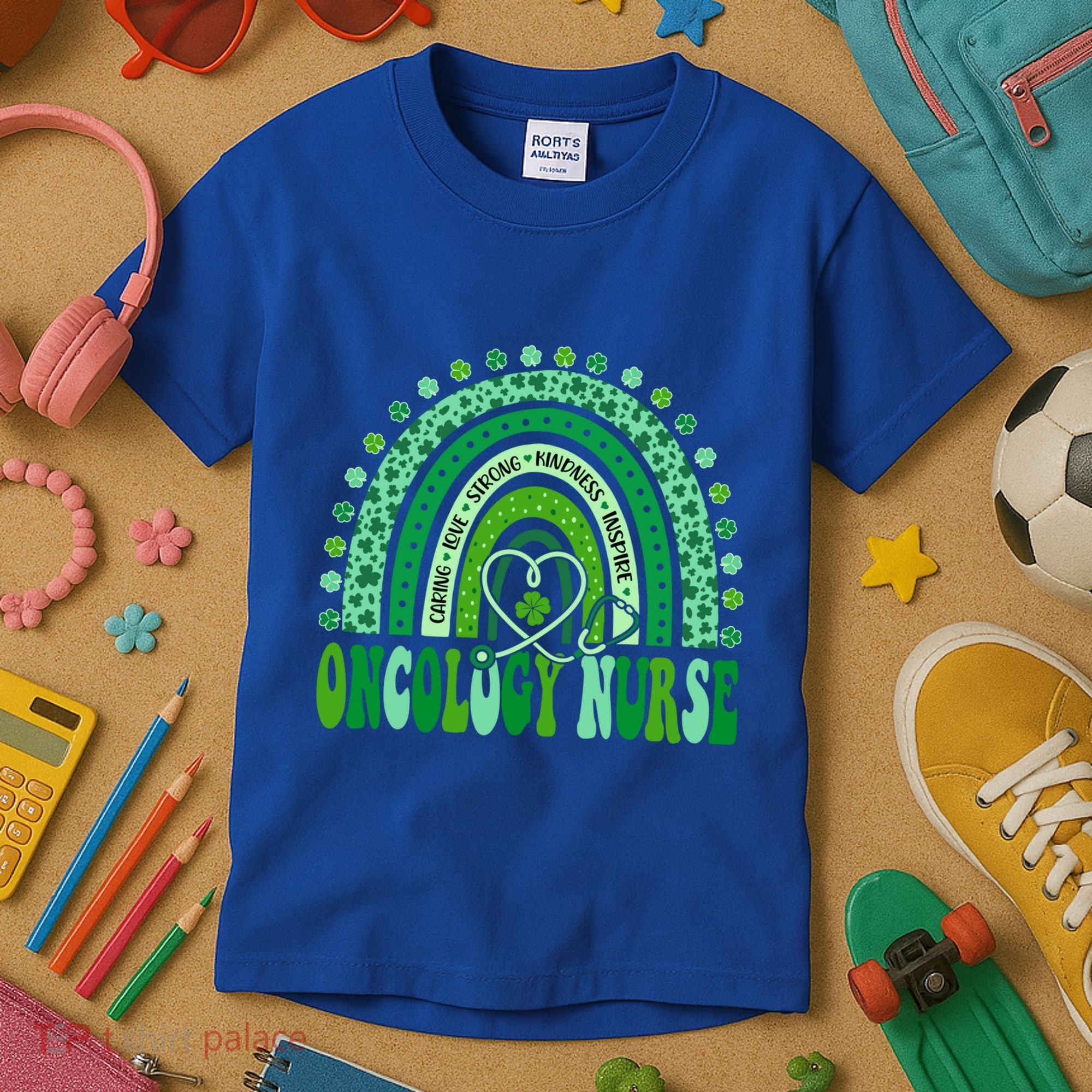 Oncology Nurse Rainbow Leopard St Patricks Day Nurse Great Gift Kids T-Shirt