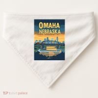 Omaha Nebraska Travel Poster USA-Made Doggie Bandana thumb 0