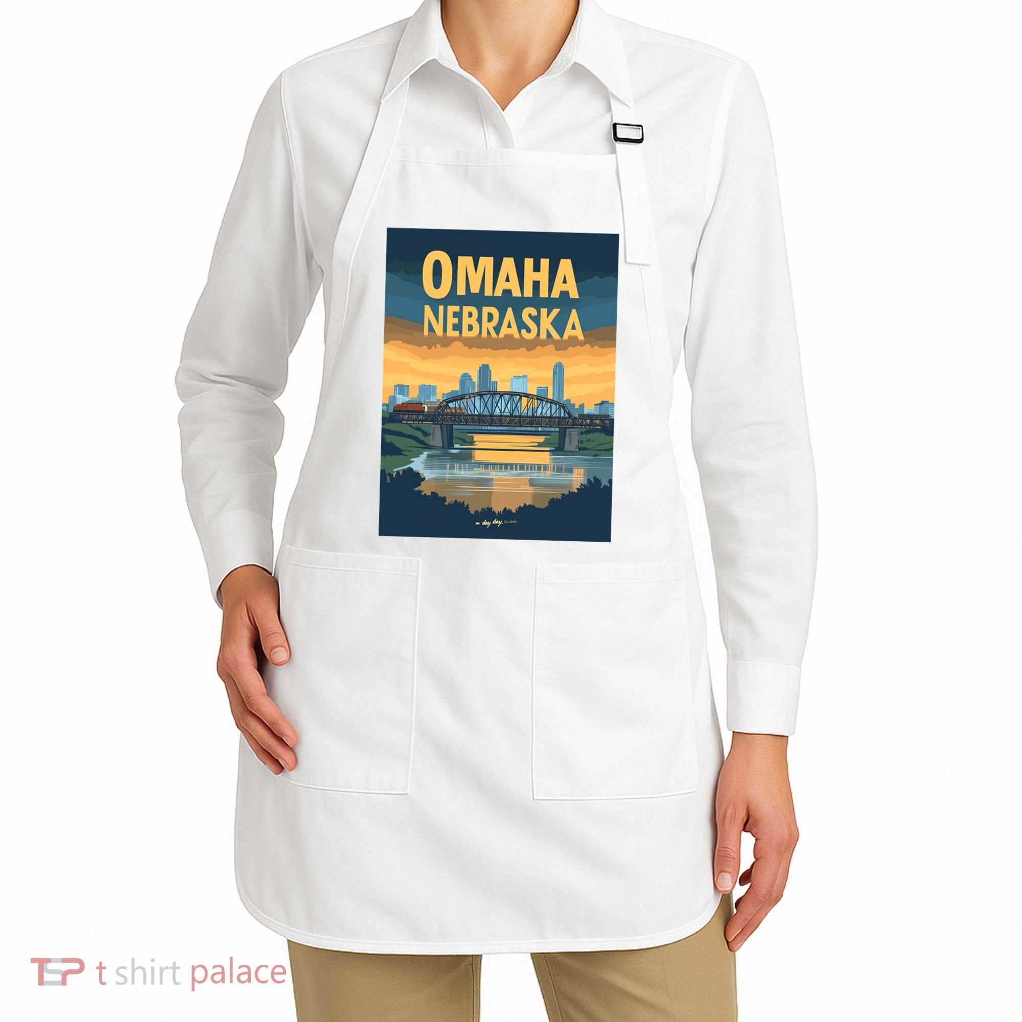Omaha Nebraska Travel Poster Apron