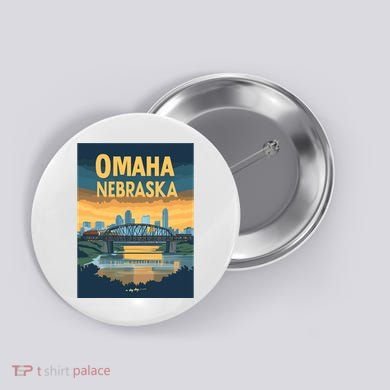 Omaha Nebraska Travel Poster Button