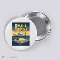 Omaha Nebraska Travel Poster Button thumb 0
