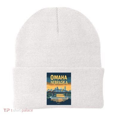 Omaha Nebraska Travel Poster Beanie