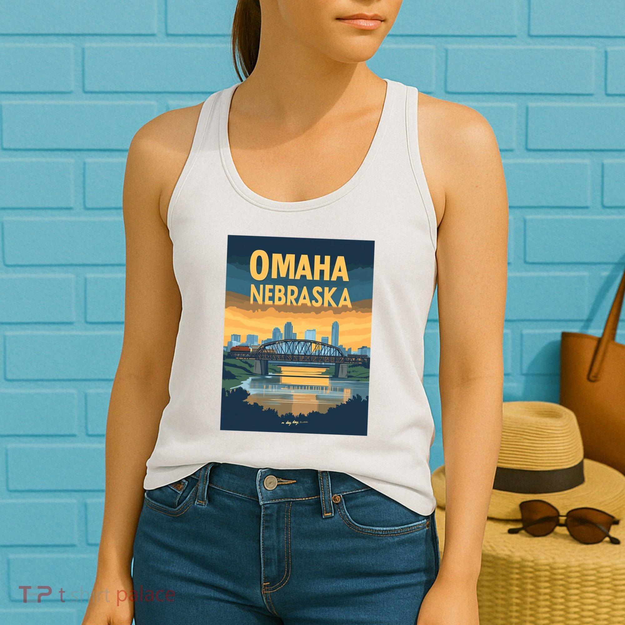 Omaha Nebraska Travel Poster Women's Tank Top