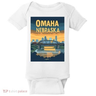 Omaha Nebraska Travel Poster Baby Bodysuit