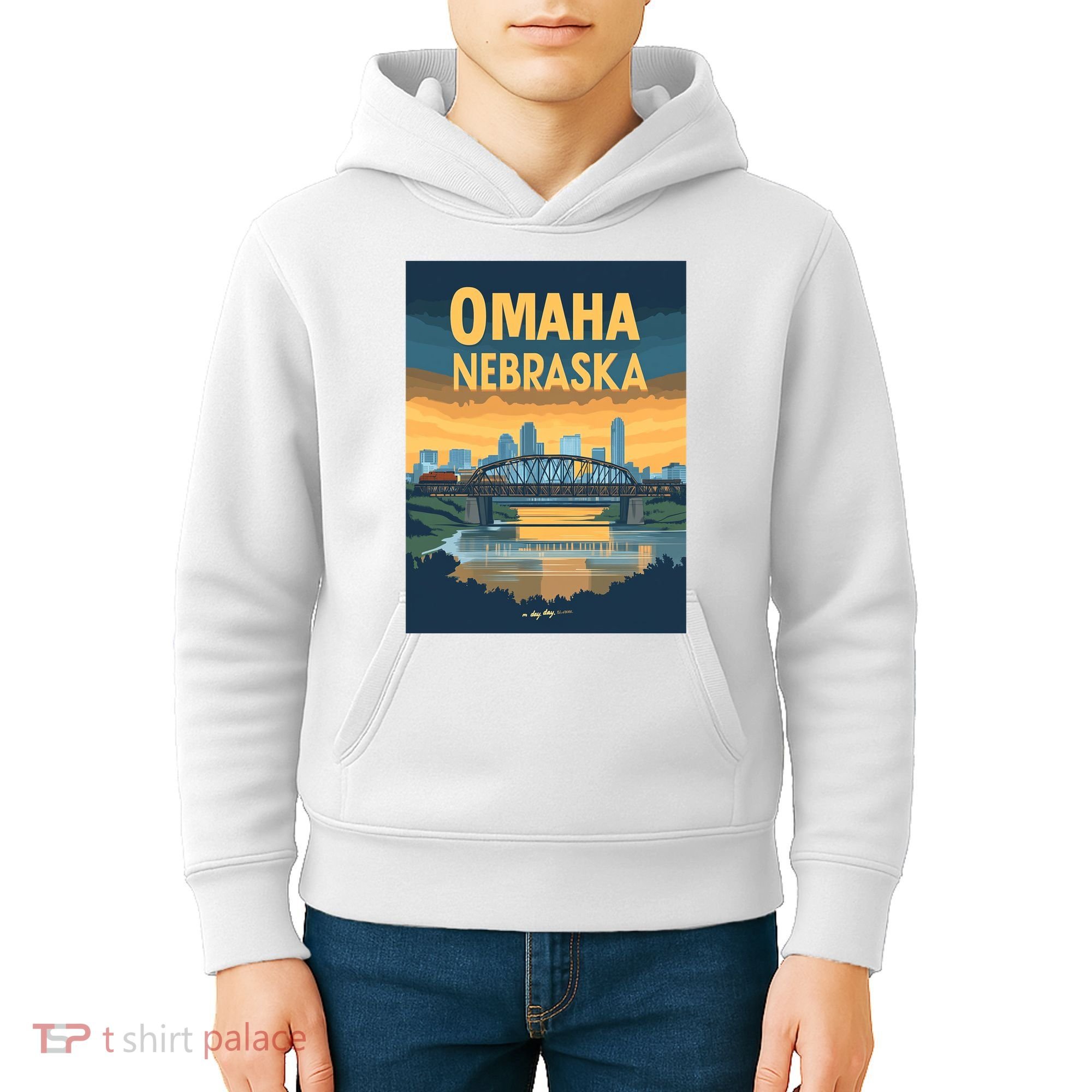 Omaha Nebraska Travel Poster Kids Hoodie