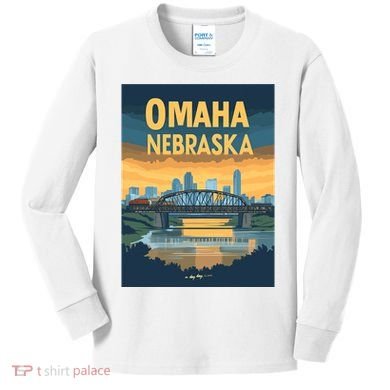 Omaha Nebraska Travel Poster Kids Long Sleeve Shirt