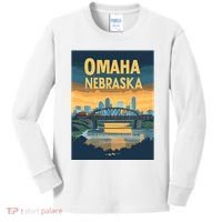 Omaha Nebraska Travel Poster Kids Long Sleeve Shirt thumb 0