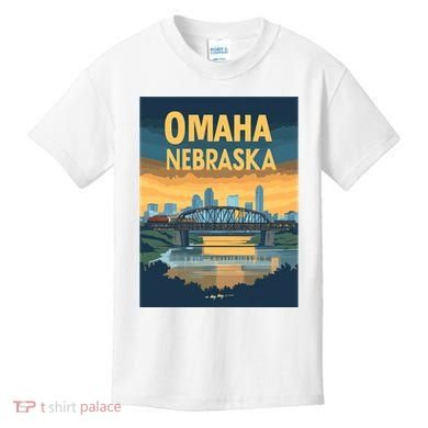 Omaha Nebraska Travel Poster Kids T-Shirt