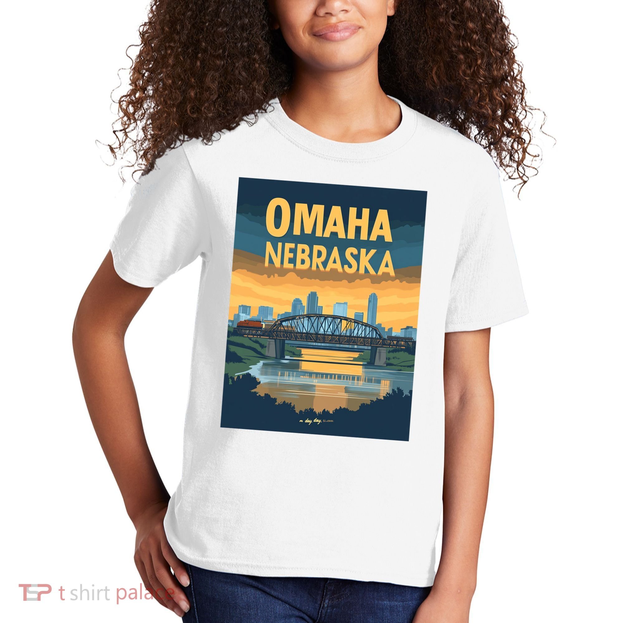 Omaha Nebraska Travel Poster Kids T-Shirt