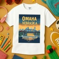 Omaha Nebraska Travel Poster Kids T-Shirt thumb 3