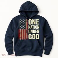 One Nation Under God Patriotic Christian USA Flag Hoodie thumb 0