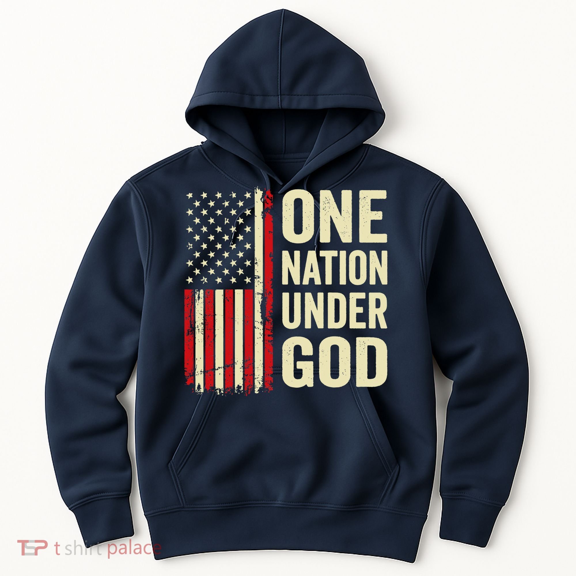 One Nation Under God Patriotic Christian USA Flag Hoodie