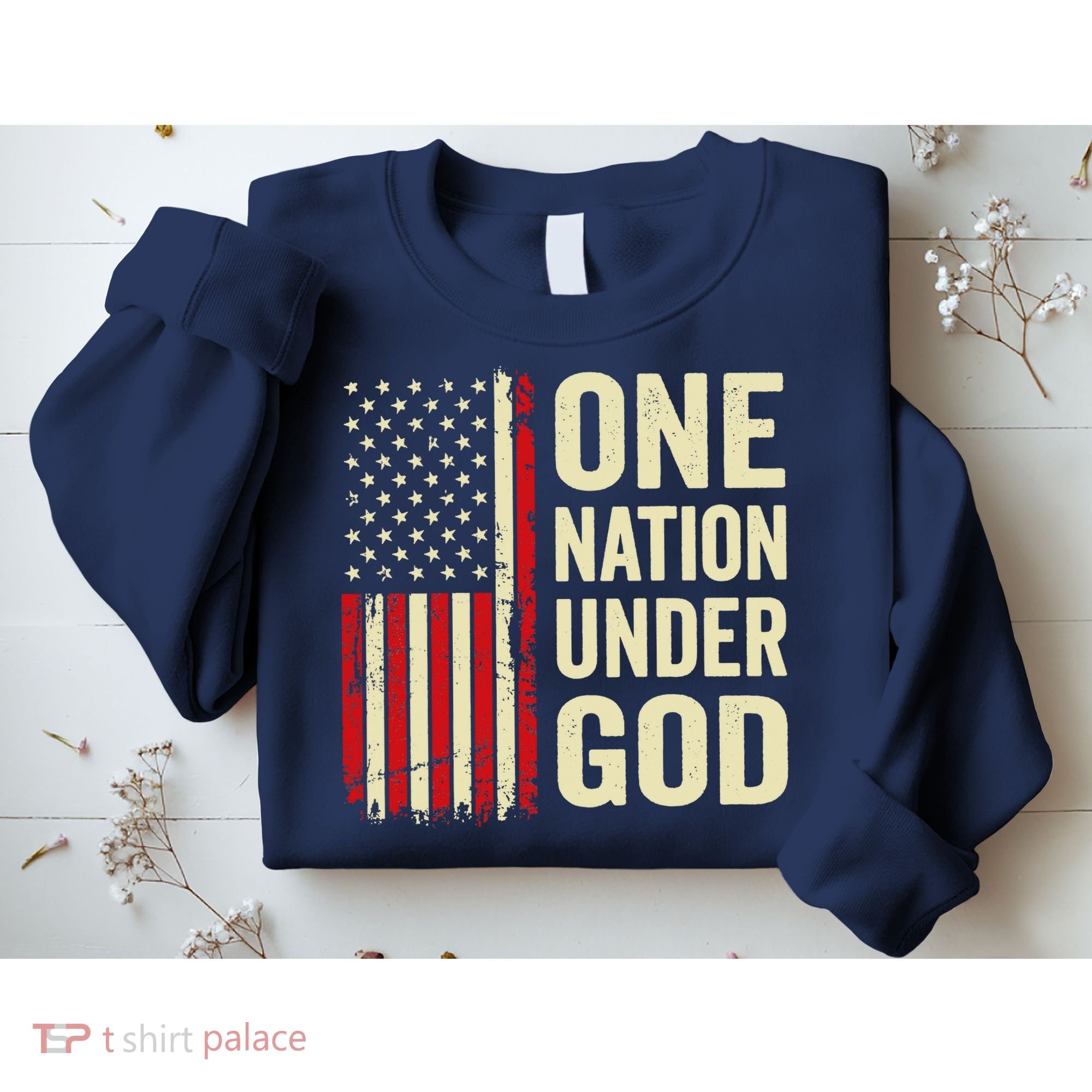 One Nation Under God Patriotic Christian USA Flag Sweatshirt
