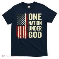 One Nation Under God Patriotic Christian USA Flag T-Shirt thumb 0